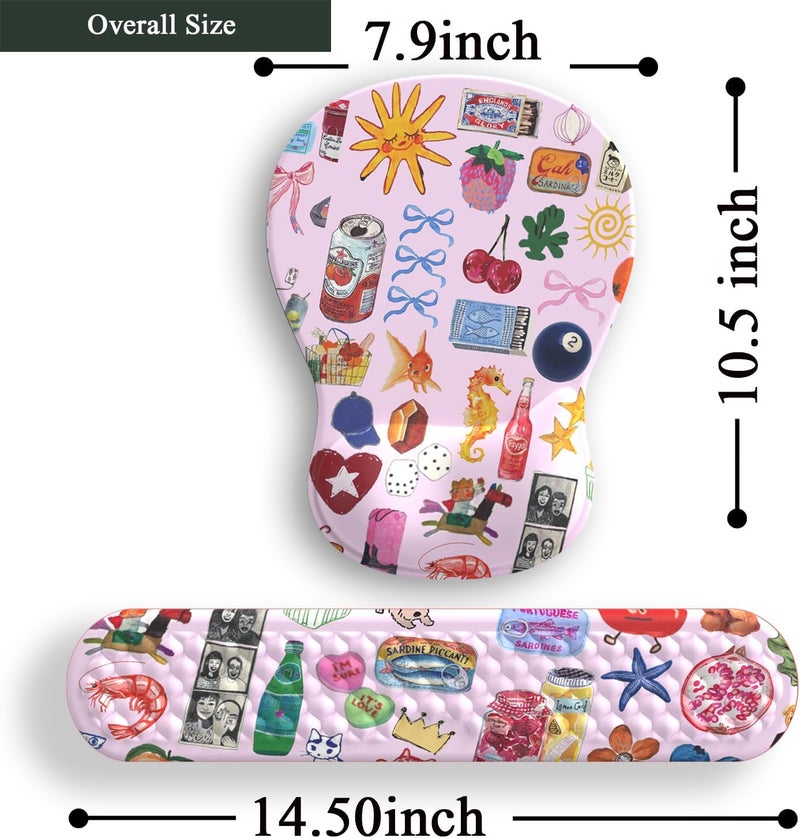 Mechanical Cattle Cute Mousepad with Wrist Rest for Computer Keyboard Mouse Pad Ergonomic Pink Kawaii Mousepad, Best Desk Decor Office Girls Pink Desk 2-in-1 Wrist Support Mouse Pad, Soft Gel Material Anti Slip Bottom - Image 5